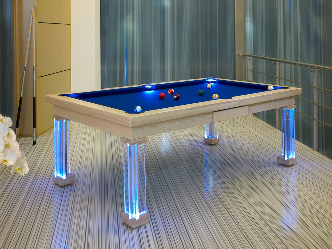 Stained White Dining Room Pool Table