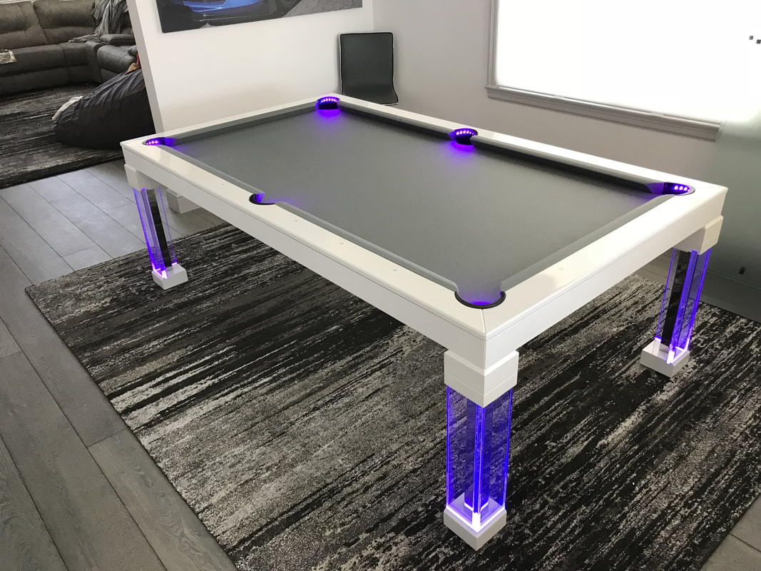 Grey Dining Room Pool Table
