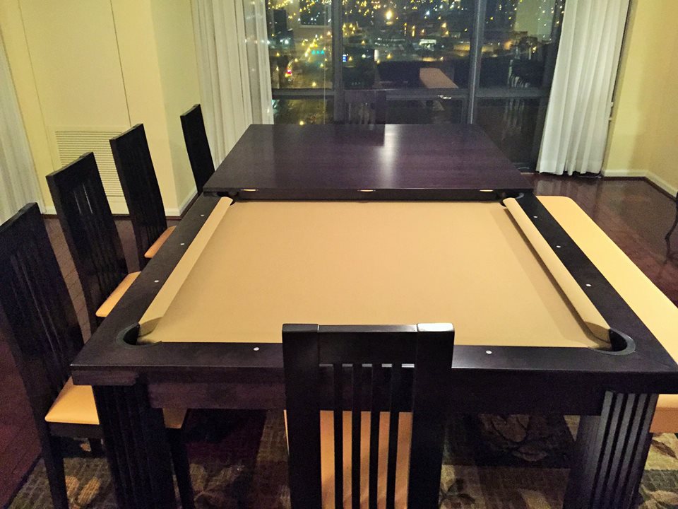 Luxury Dining Pool Table, Convertible Pool Table Dining Combo